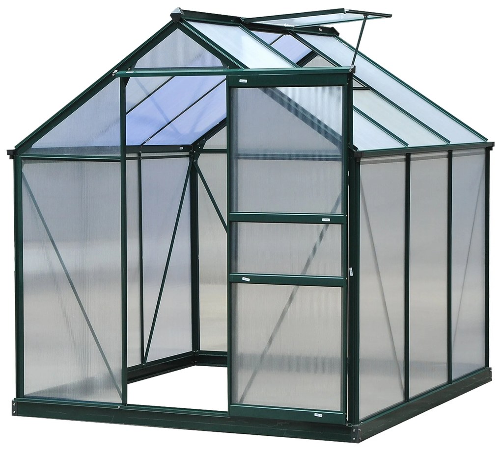 Estufa de Jardim 2x2,m de Policarbonato e Alumínio Estufa com Clarabói