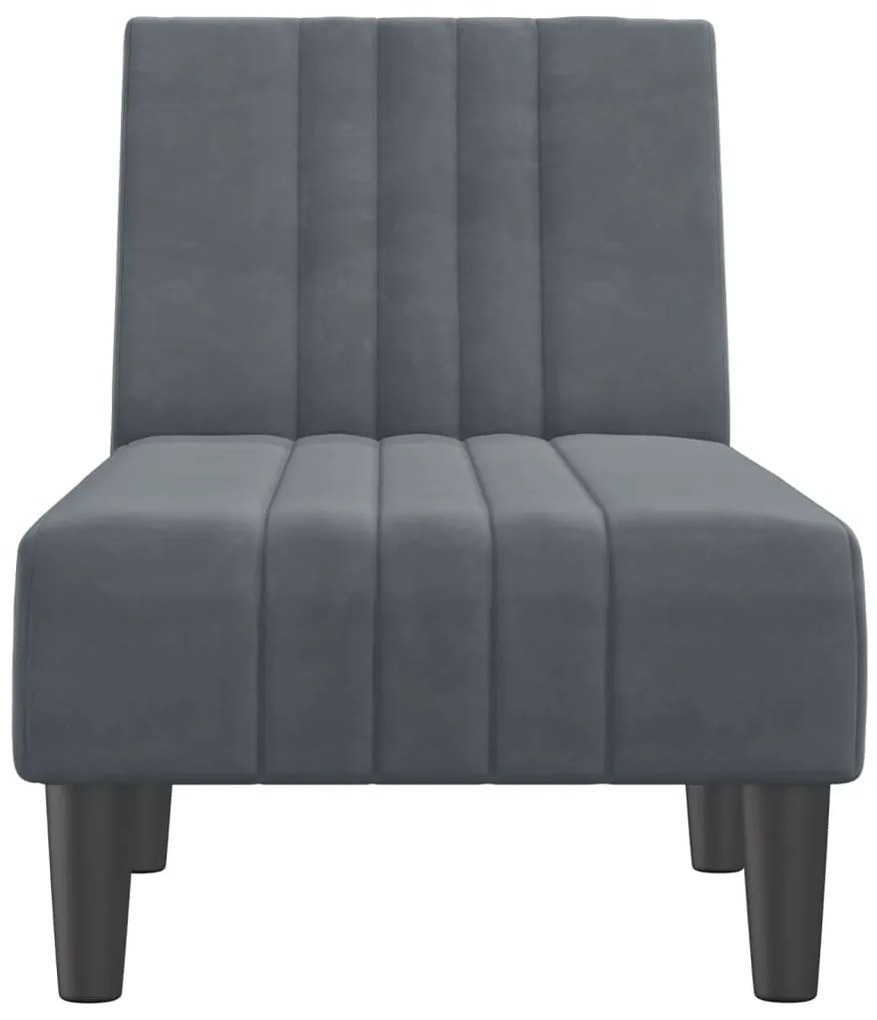 Chaise longue veludo cinzento-escuro