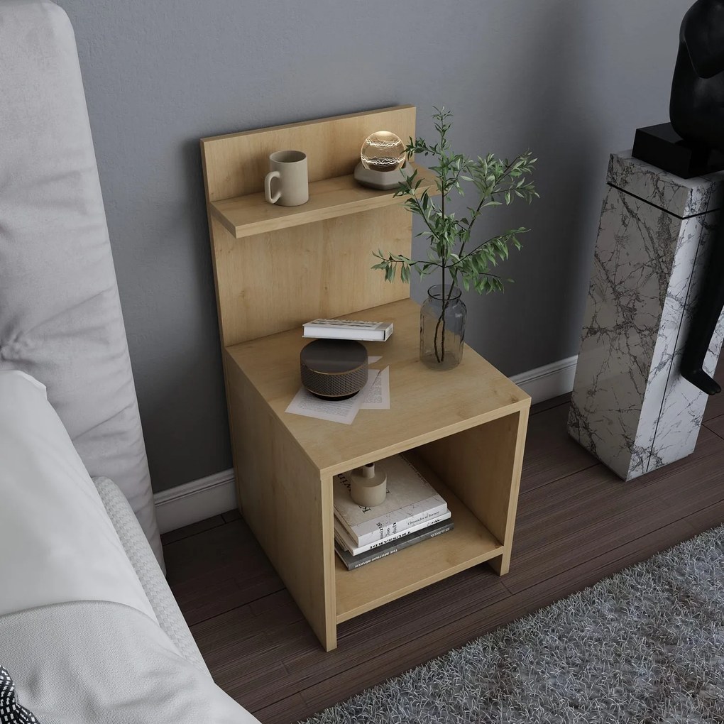 Mesa de Cabeceira Ullman – Cor Carvalho – 35,6 cm x 37,4 cm x 72 cm