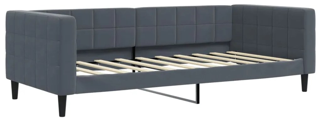 Sofá-cama c/ gavetão e colchões 90x190cm veludo cinzento-escuro