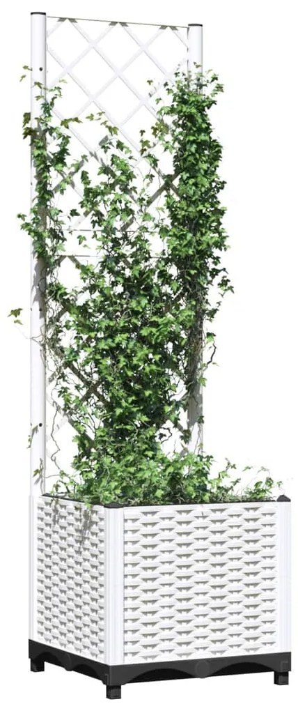 Vaso/floreira jardim c/ treliça 40x40x136 cm PP branco
