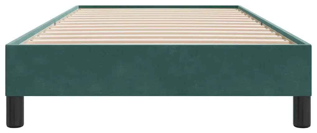 Estrutura de cama sem colchão 80x210 cm veludo verde-escuro