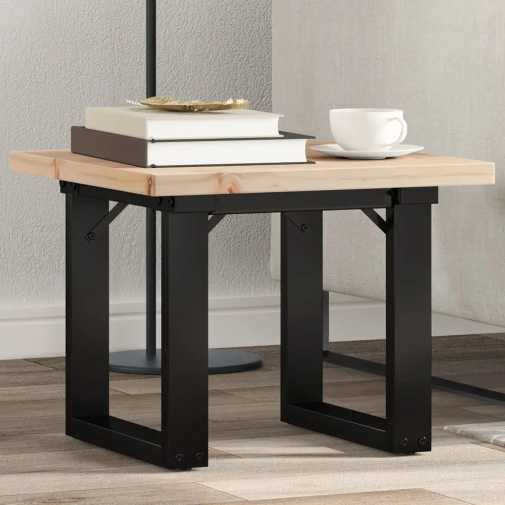 vidaXL Mesa de centro estrutura em O 50x50x35,5 cm pinho/aço