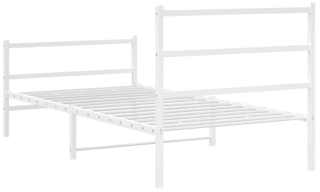 Estrutura de cama com cabeceira e pés 100x200 cm metal branco