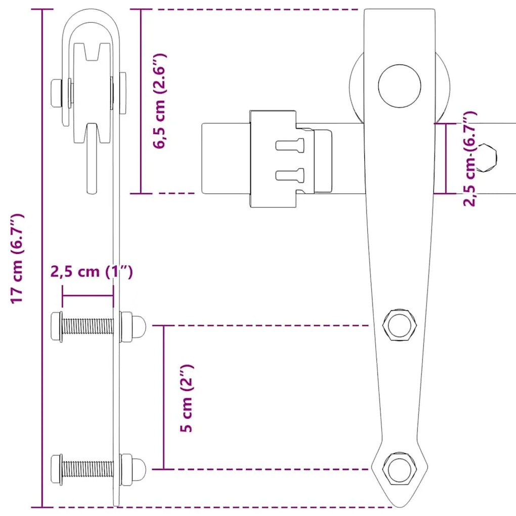 Kit p/ porta de armário deslizante 122 cm aço carbono