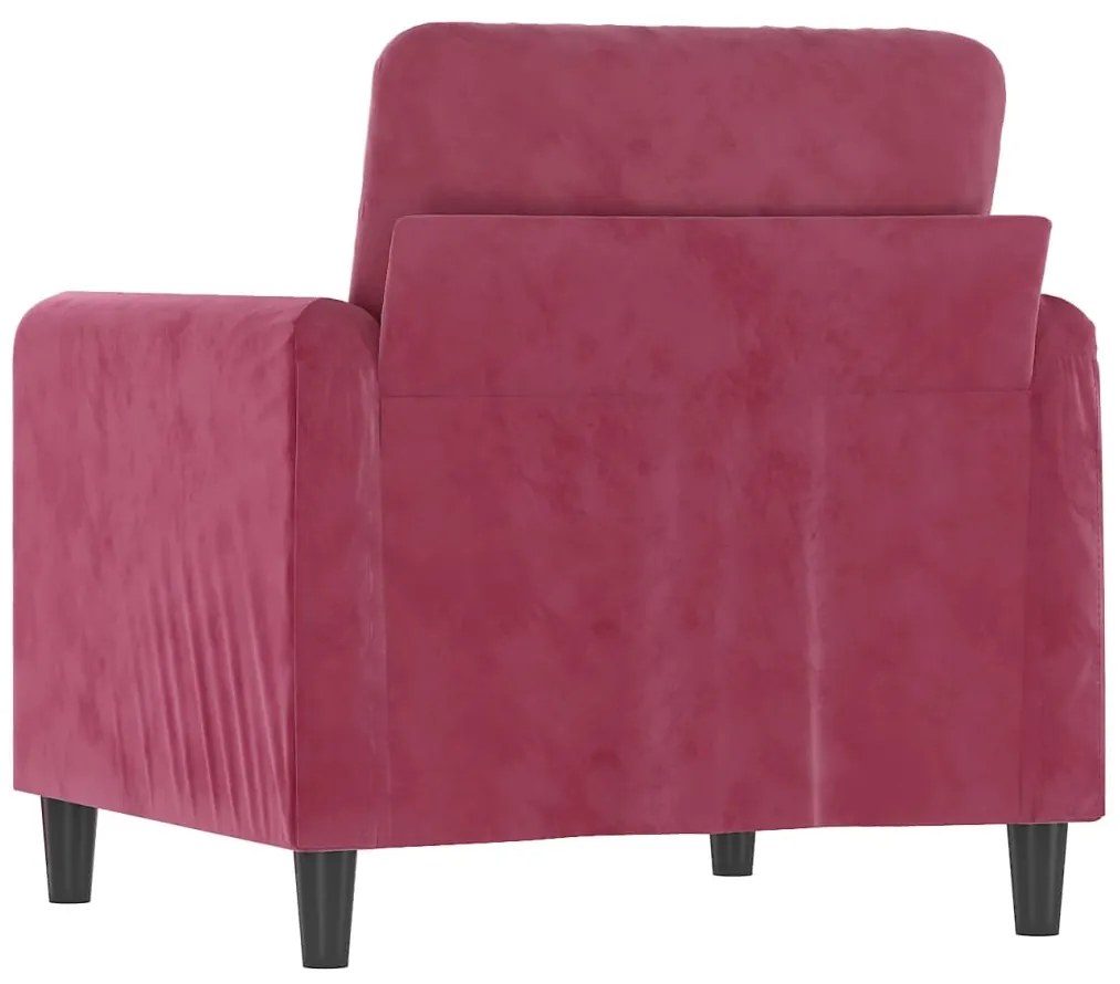 Poltrona 60 cm veludo vermelho-tinto