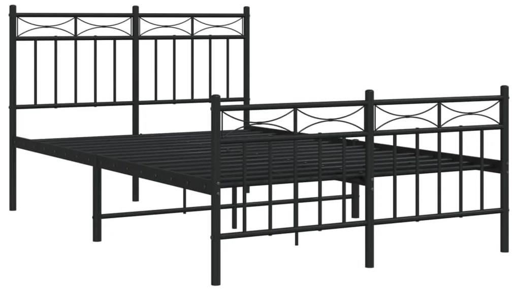 Estrutura de cama com cabeceira e pés 120x190 cm metal preto