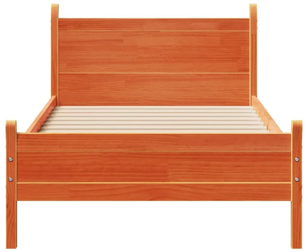 Cama sem colchão 90x190 cm madeira de pinho maciça castanho-mel