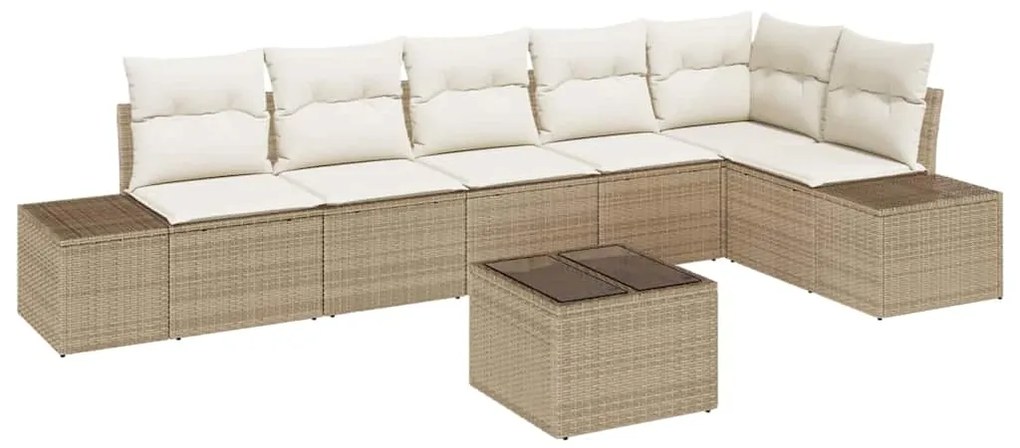 Conjunto de Sofá de Jardim com Almofadas em Vime Sintético Marrom
