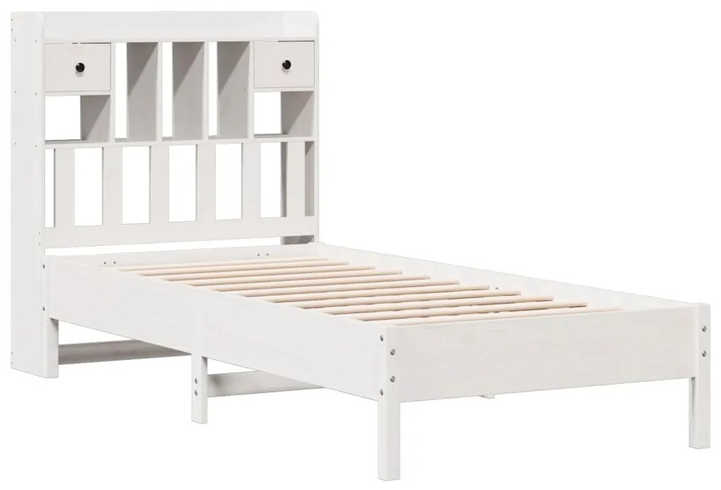 Cama com estante sem colchão 90x190 cm pinho maciço branco