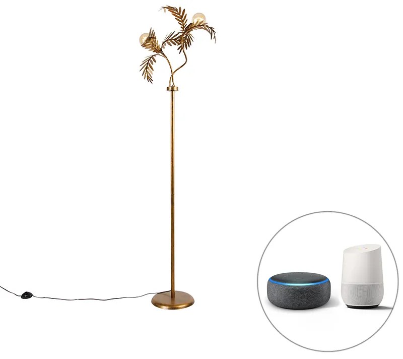 LED Candeeiro de pé inteligente dourado 187 cm com 2 G95 Wifi - Botanica Rústico