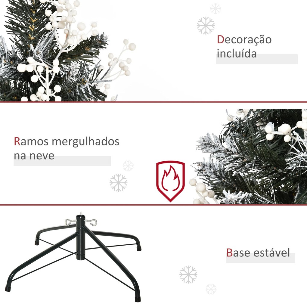 HOMCOM Árvore de Natal 120 cm Árvore de Natal Automática com 222 Ramos