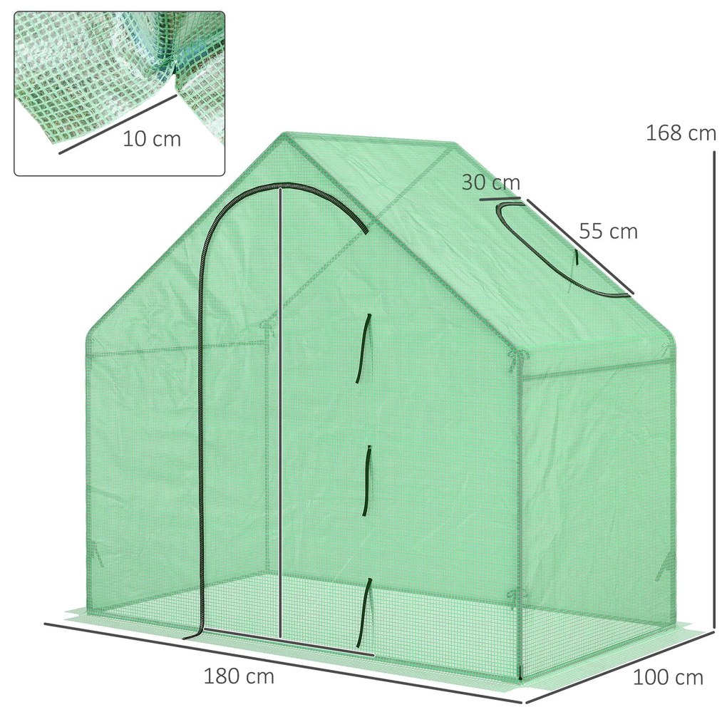 Estufa Transparente de Jardim 180x100x168 cm Estufa de Jardim com Port