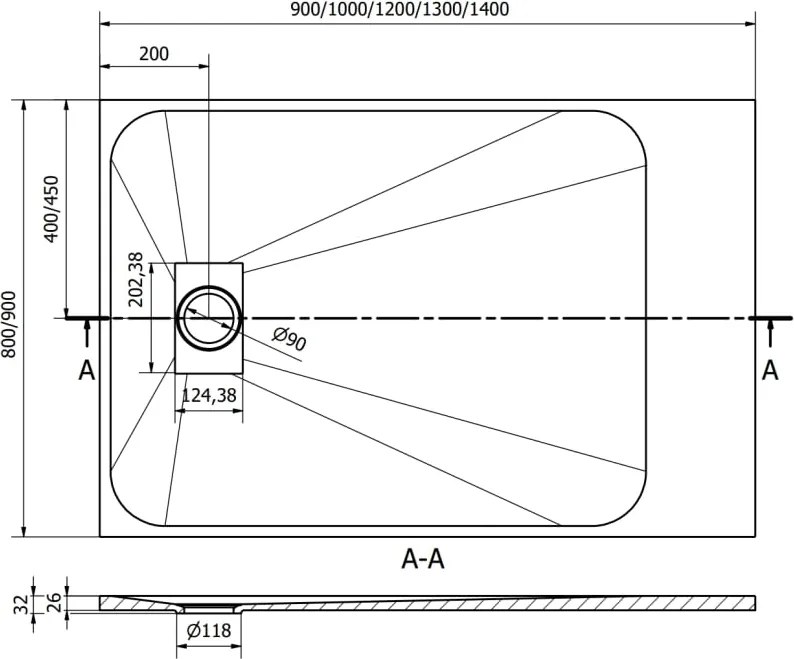 Mexen Hugo base de duche retangular SMC 120 x 80 cm, cinza - 42618012