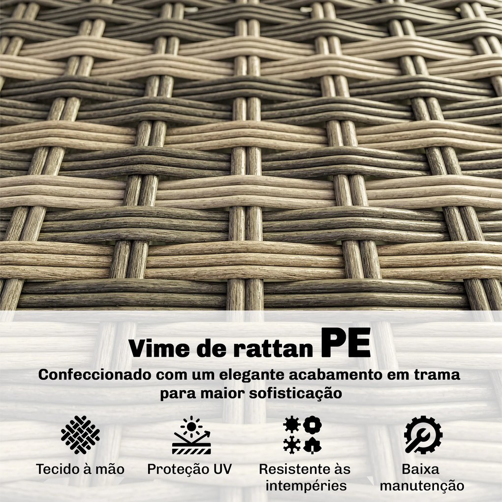 Conjunto de Jardim em Vime de 5 Peças Inclui Almofadas 2 Poltronas de Canto Poltrona sem Braços Apoia-Pés e Mesa de Centro Cinza Escuro