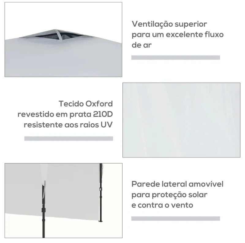 Tenda Dobrável com Altura Ajustável com 1 Parede Lateral - 3x3m