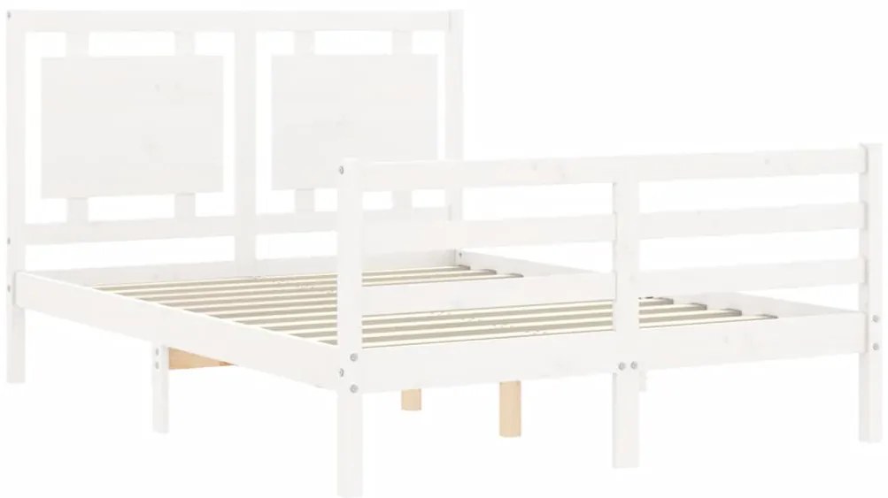 Estrutura de cama com cabeceira 140x190cm madeira maciça branco