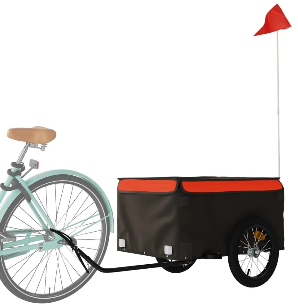 Reboque para bicicleta 45 kg ferro preto e laranja