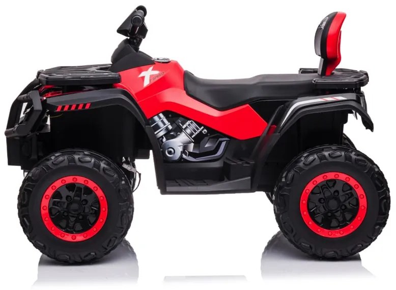 Moto 4 elétrica para crianças de 24 volts, 4x4 pneus de borracha, banco em pele Vermelha