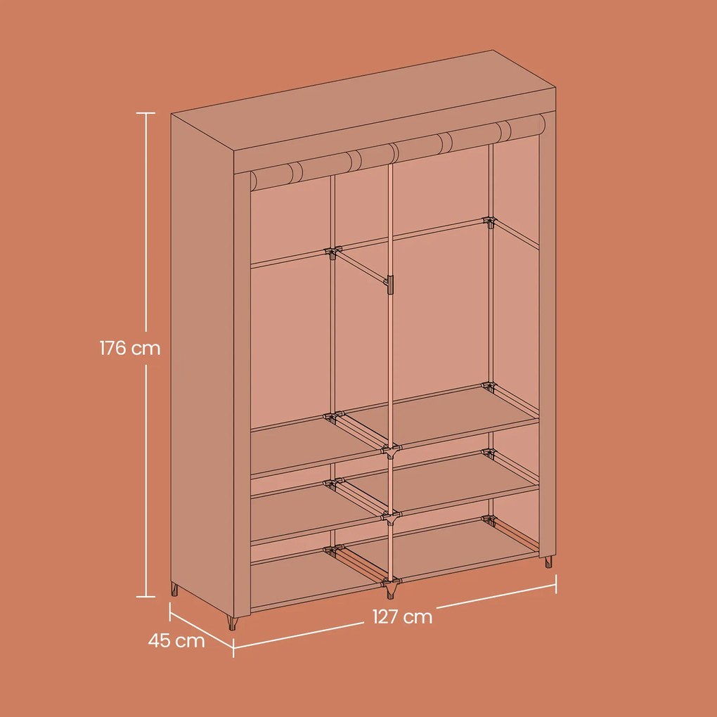 Guarda Roupa em tecido 45 x 127 x 176 cm Preto