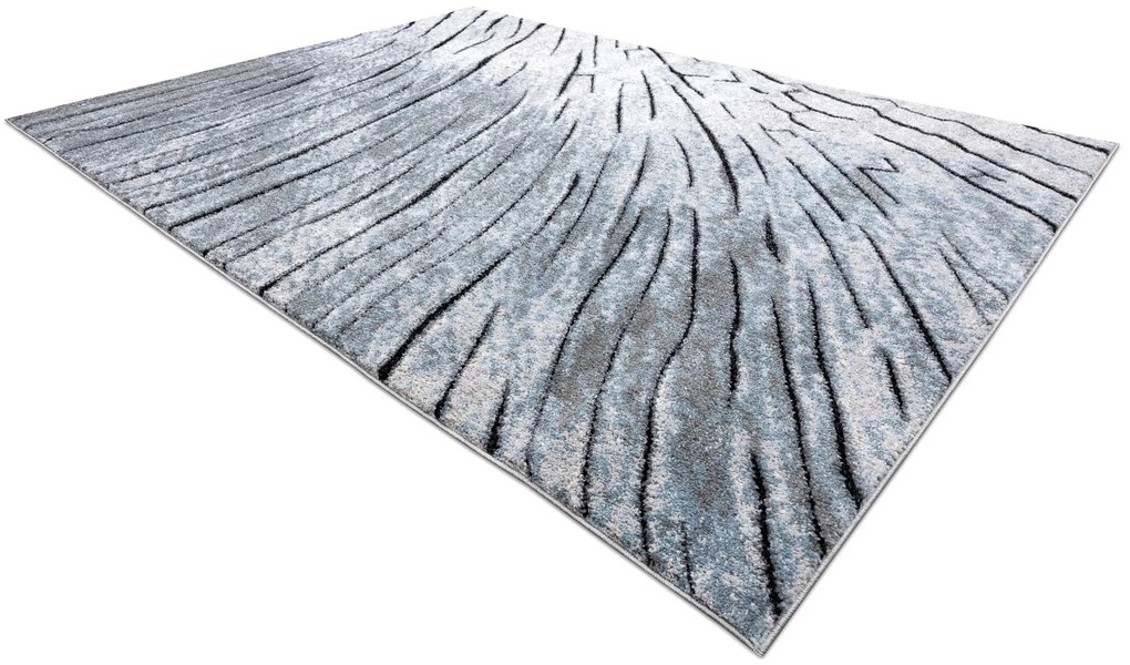 Tapete moderno COZY 8874 Timber, madeira - Structural dois níveis de lã cinzento / azul