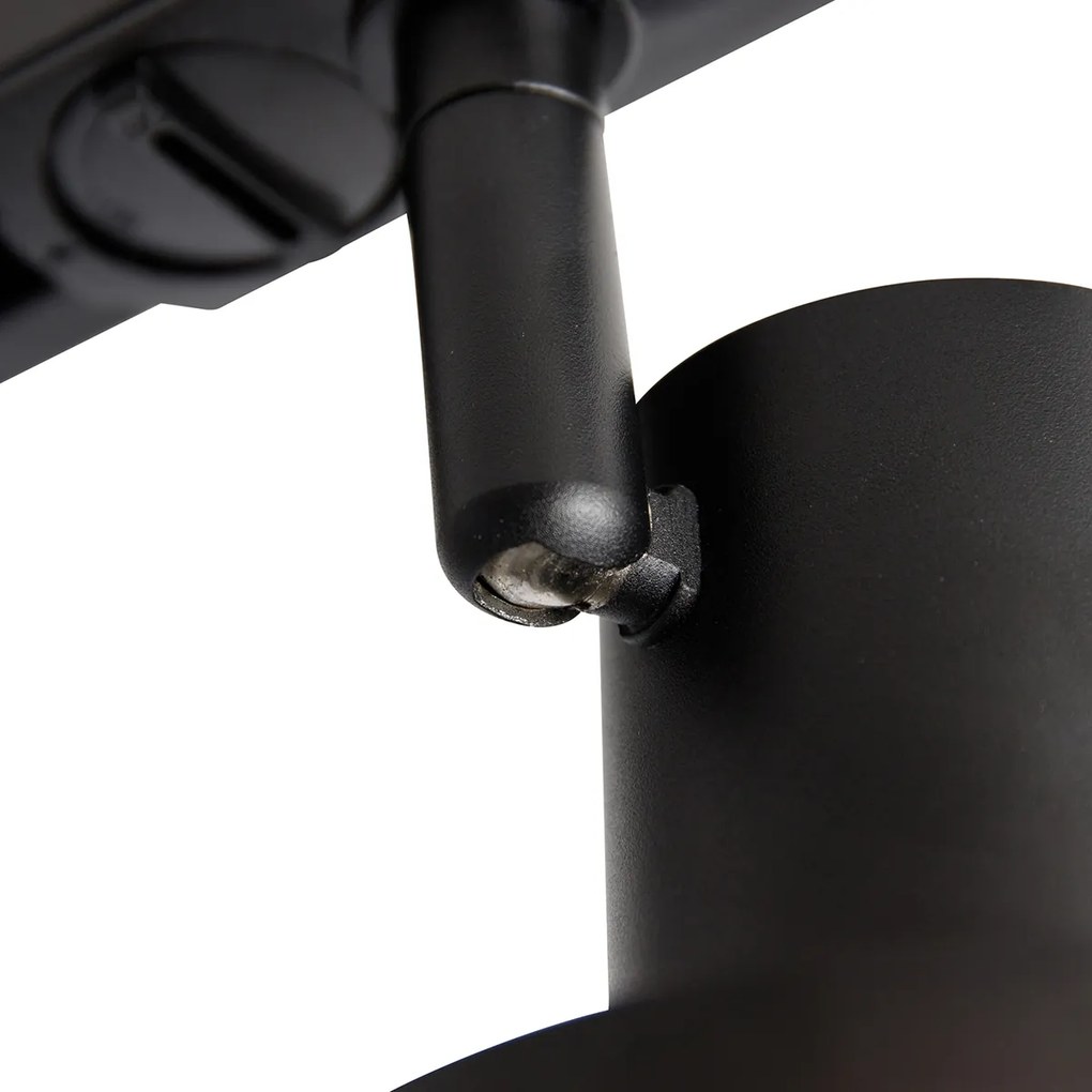 Sistema de iluminação de trilho moderno com 4 focos pretos monofásicos 200 cm - Iconic Jeany