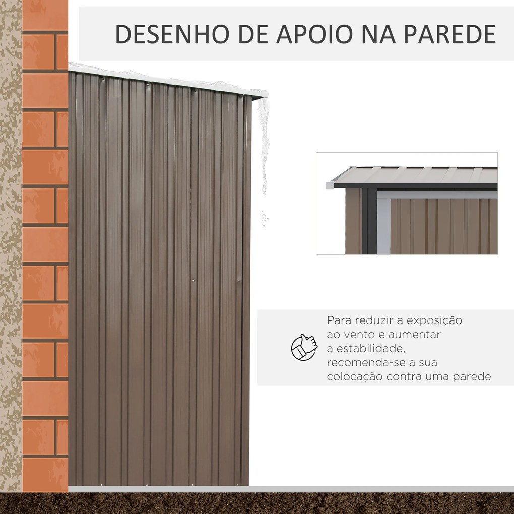 Abrigo de Jardim em Aço Galvanizado – 142x84x189 cm | Armazenamento Se