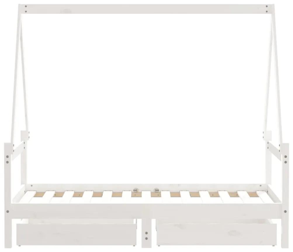 Estrutura cama infantil c/ gavetas 80x160cm pinho maciço branco
