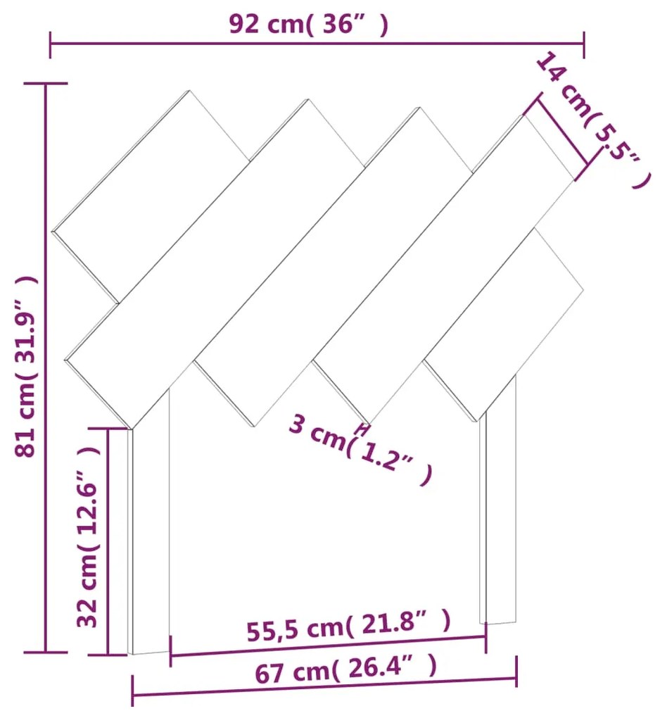 Cabeceira de cama 92x3x81 cm pinho maciço castanho mel