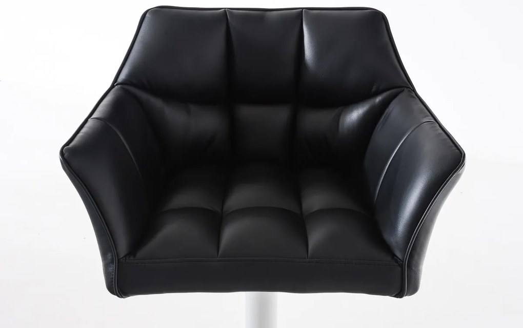 Banco de bar Damaso em couro sintético e com estrutura branca 64 x 88-113 x 45 cm Preto