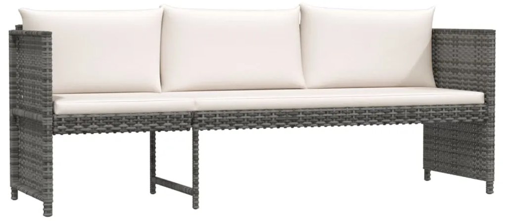 6 pcs conjunto lounge de jardim c/ almofadões vime PE cinzento