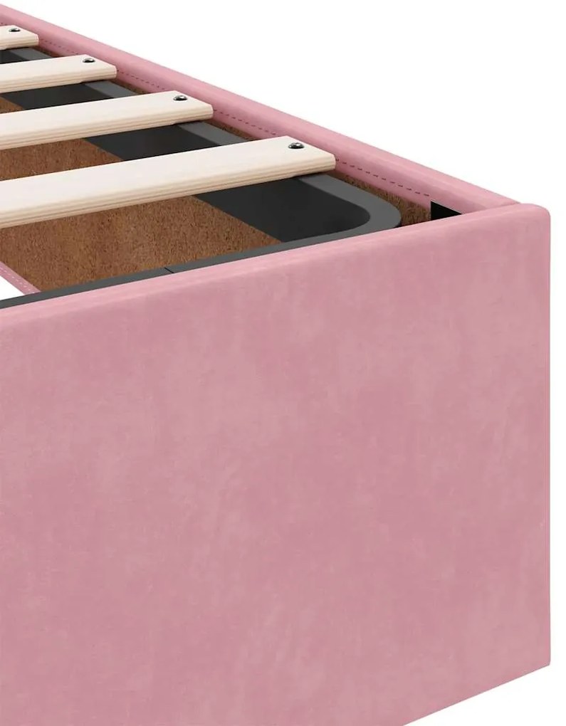 Ottoman Bed Frame No Colchão Rosa 90x190 cm Veludo