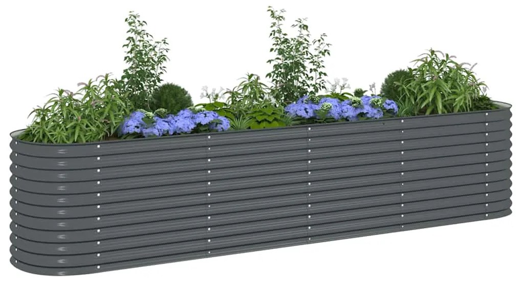 Canteiro elevado de jardim aço galvanizado 400x80x81cm cinzento