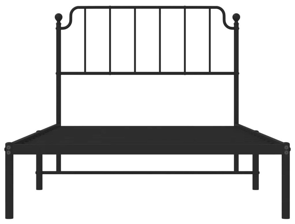 Estrutura de cama com cabeceira 107x203 cm metal preto