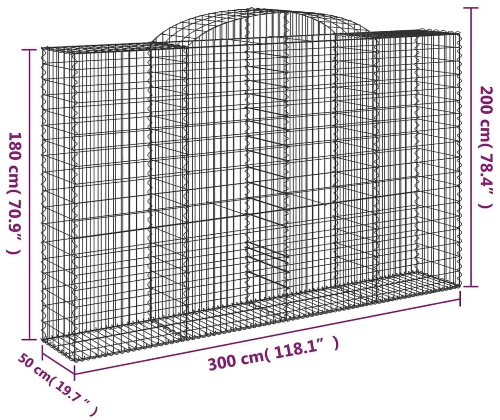 Cestos gabião arqueados 30 pcs 300x50x180/200 ferro galvanizado