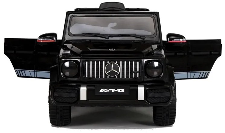Carro elétrico para crianças 12V Mercedes G63 pneus de borracha, banco de couro Preto