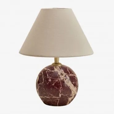 Lâmpada De Mesa Em Pedra Natural Marvexi Mármore Vermelho Cherry Gold & Branco Ø20 Cm - ↑10 Cm Menorca - Sklum