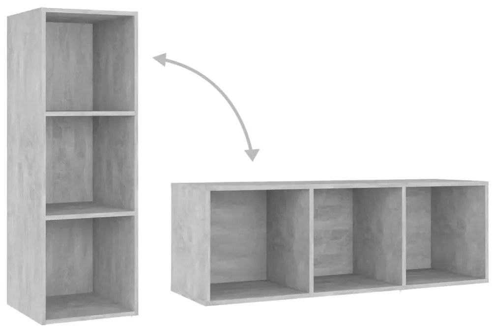 3 pcs conjunto de móveis de TV contraplacado cinzento cimento