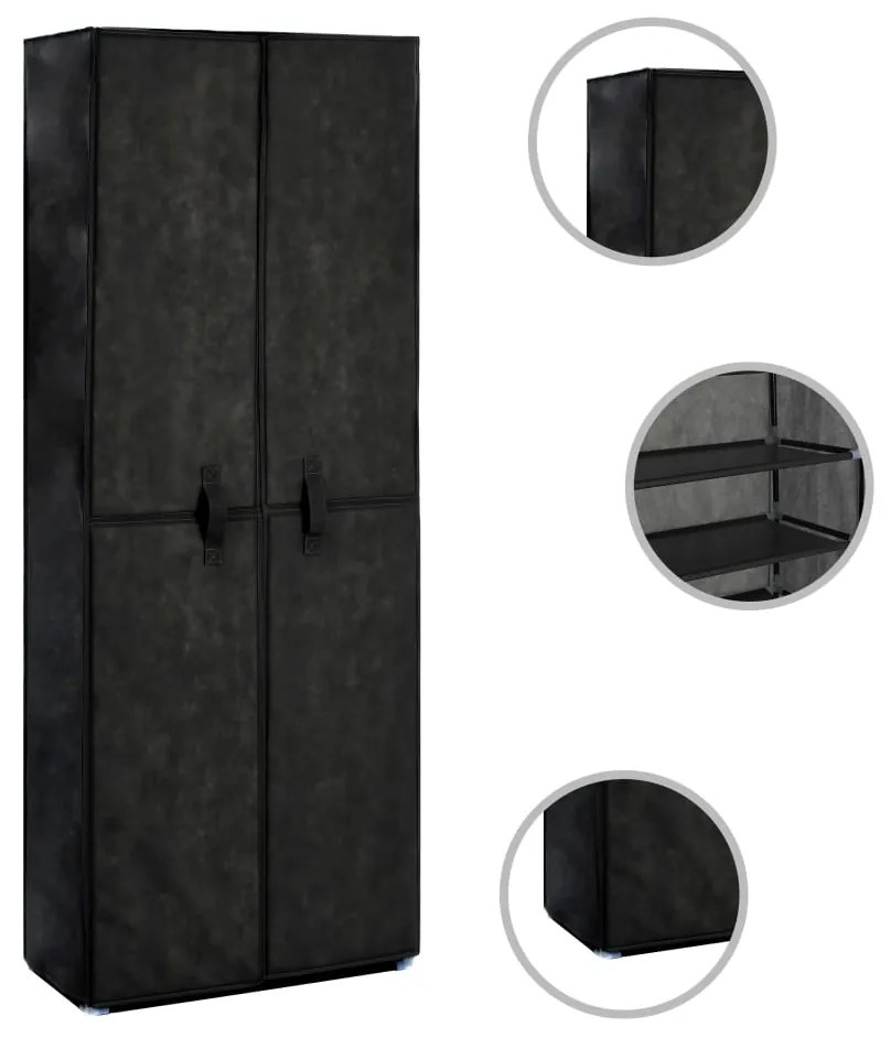 Sapateira 60x30x166 cm tecido preto