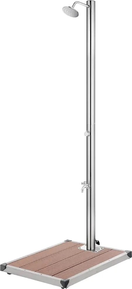 vidaXL Chuveiro de jardim c/ base castanha 220 cm aço inoxidável