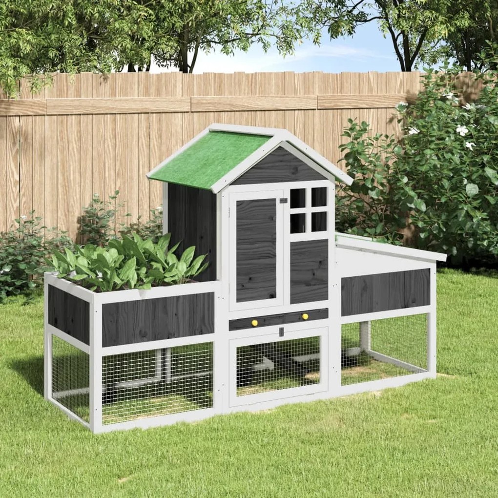 vidaXL Coelheira 170x63x113 cm pinho maciço cinzento