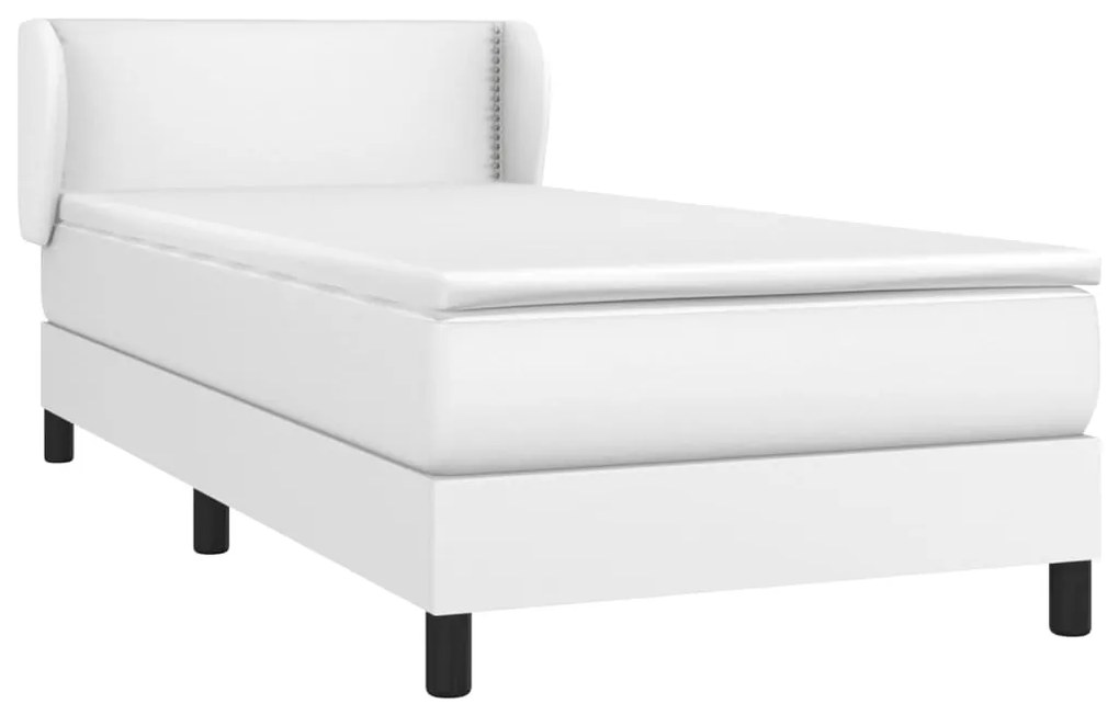 Cama com molas/colchão 90x190 cm couro artificial branco