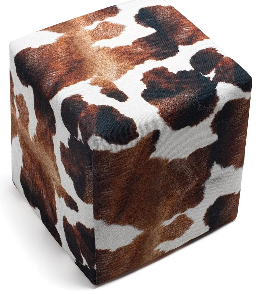 Pufe Milky – Castanho e Branco – 40 cm x 40 cm x 40 cm