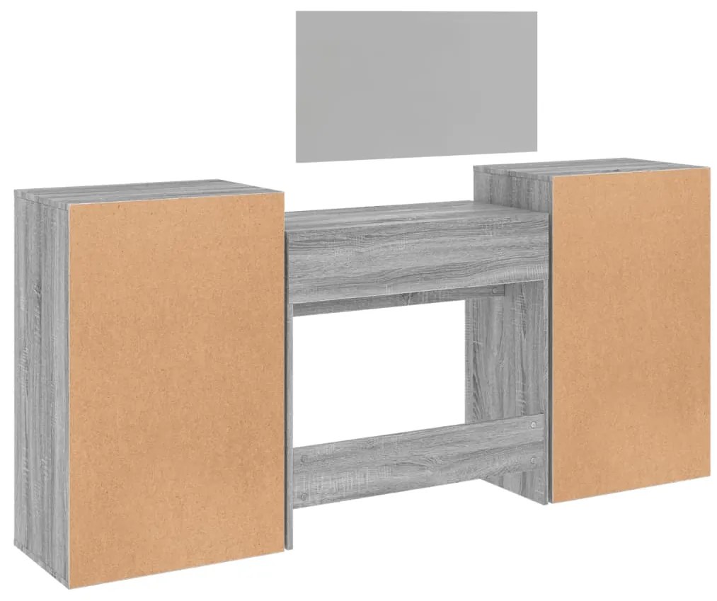 Conj. de toucador 4 pcs derivados de madeira cinzento sonoma