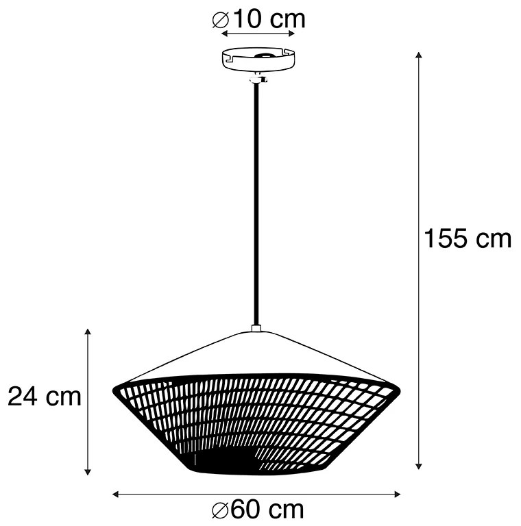 Candeeiro de suspensão campestre de veludo verde com cana 60 cm - Lata de folhos Country / Rústico,Oriental