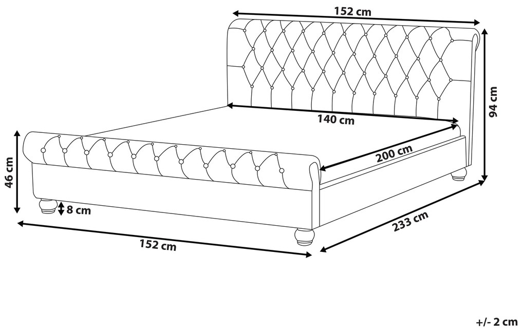 Cama de casal de água em veludo rosa 140 x 200 cm AVALLON Beliani