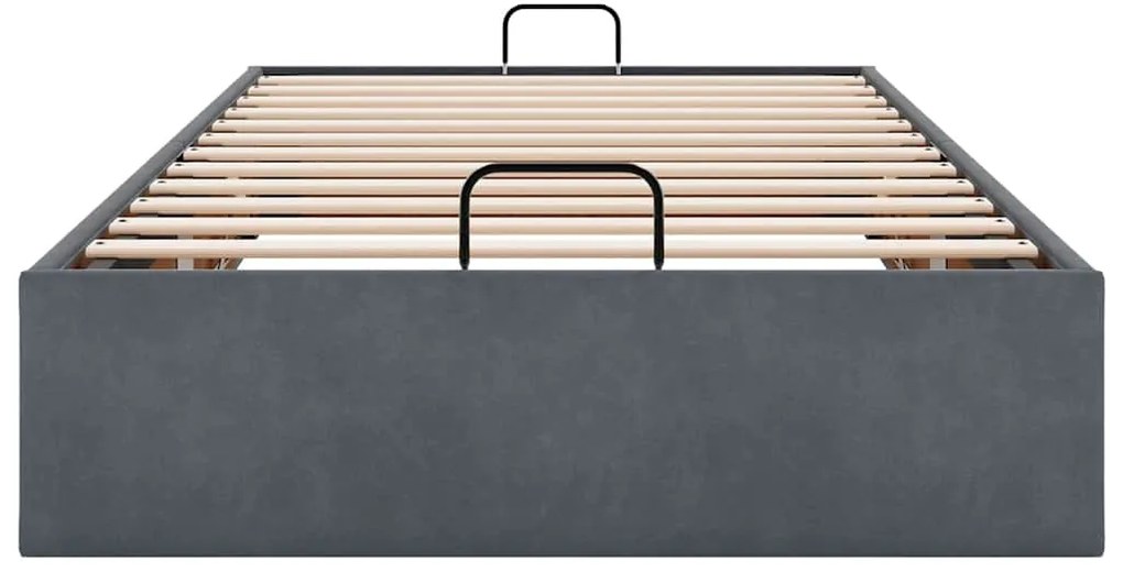 Otomano Bed Frame No Colchão Cinzento Escuro 90x190 cm Veludo