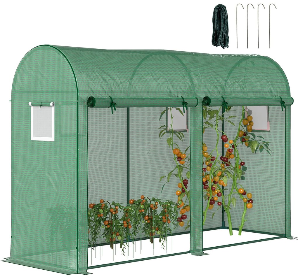 Estufa Jardim Tipo Túnel com 4 janelas e 2 portas para Plantas de PE d
