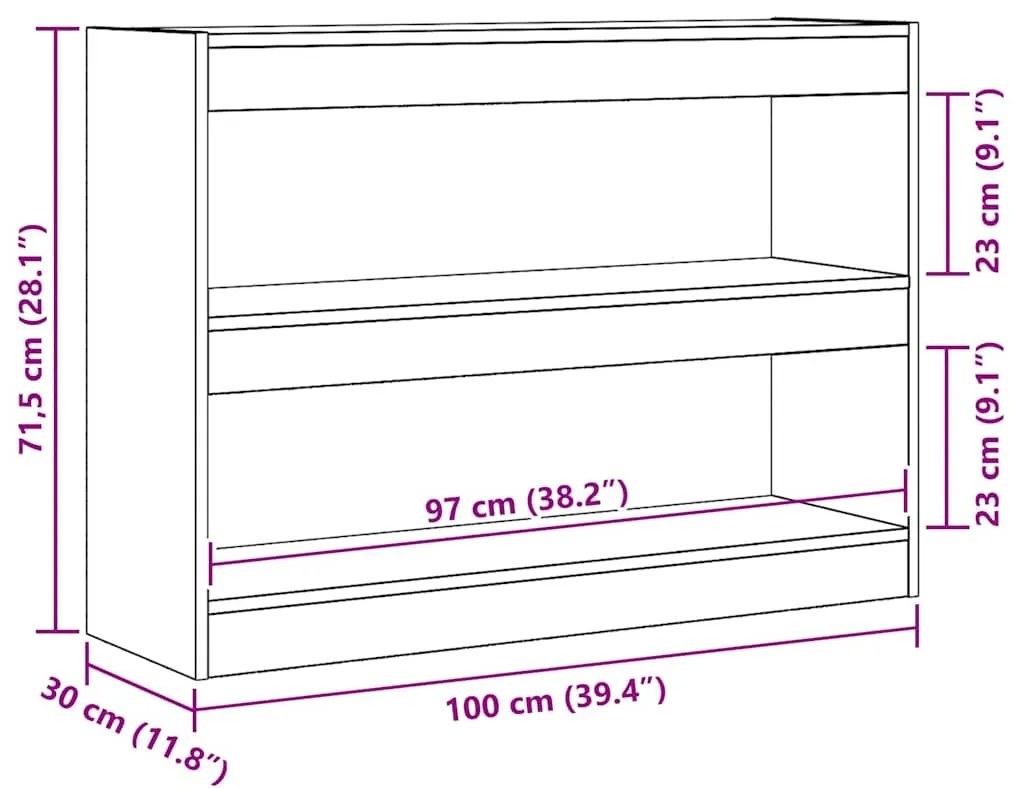 Estante/Divisor de Ambiente vidaXL em Madeira Envelhecida, 100x30x72 c