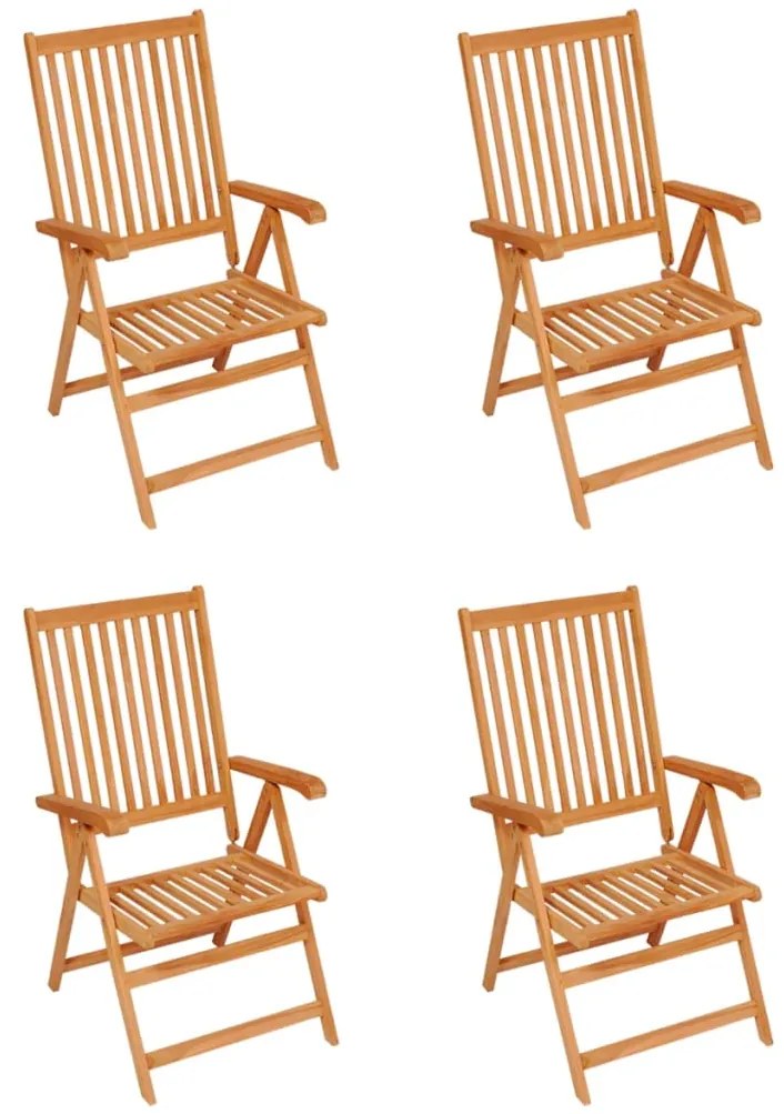 Cadeiras jardim c/ almofadões xadrez vermelho 4 pcs teca maciça